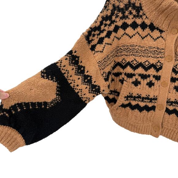 Anthropologie Jacquard Heart Motif Cardigan Sweater Boxy Oversized Size Small - Picture 4 of 8